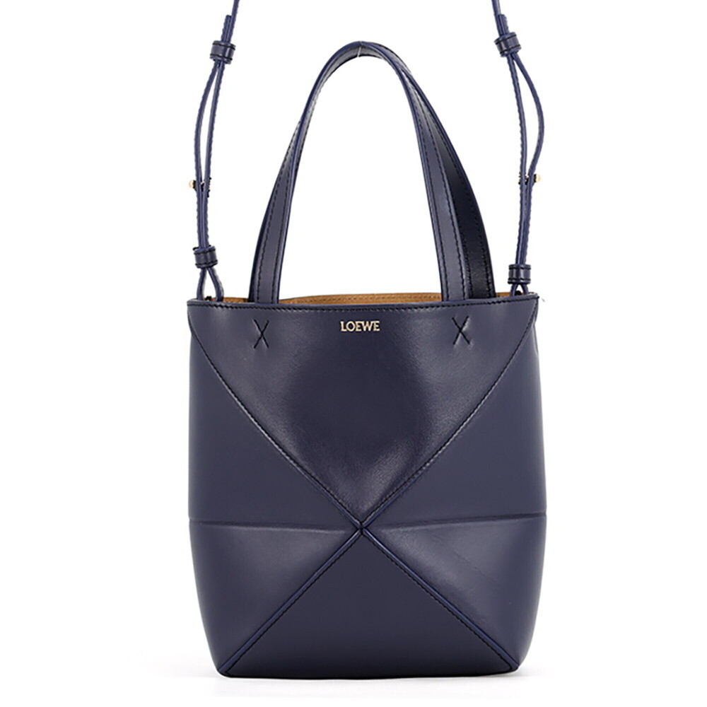 Loewe Puzzlefold Mini Tote Bag, Shiny Calf Leather, A657V25X01, 2-way, Handba...